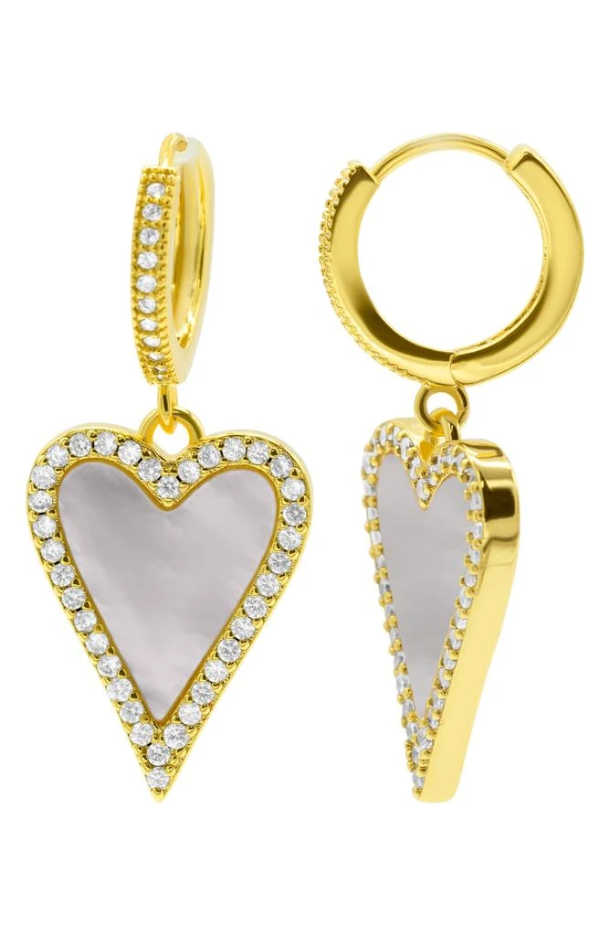 商品ADORNIA|Crystal & Mother of Pearl Heart Drop Earrings,价格¥152,第1张图片