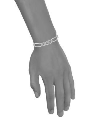 14K White Gold Concave Figaro Link Bracelet/4.75MM商品第2张图片规格展示