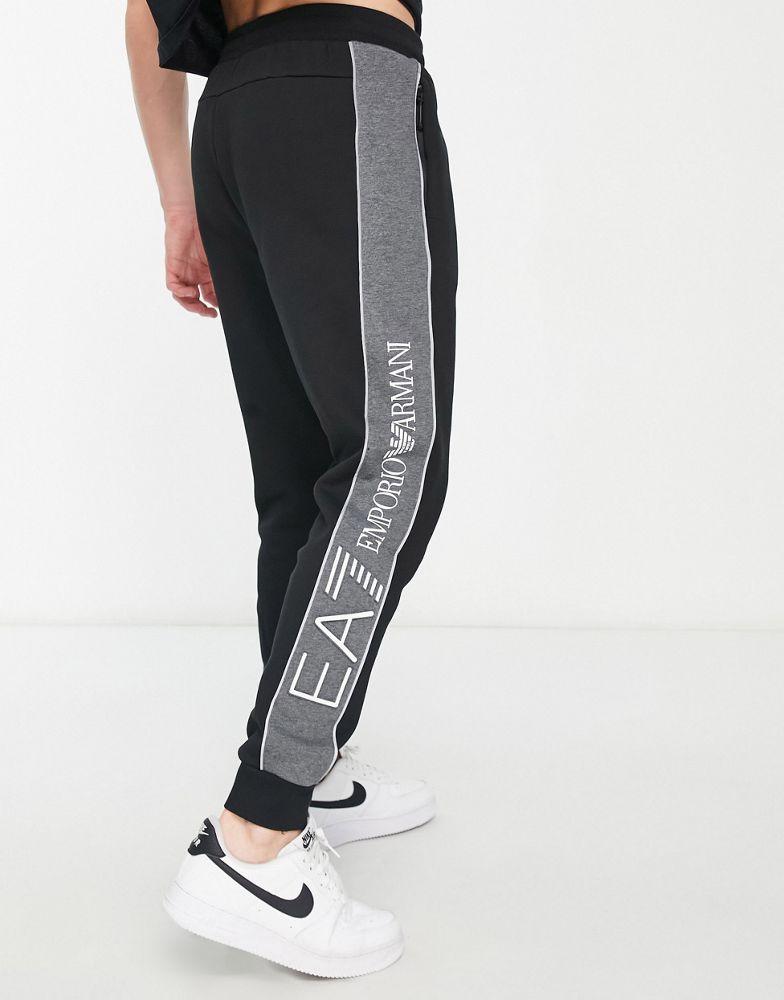 Armani EA7 side stripe track joggers in black商品第4张图片规格展示