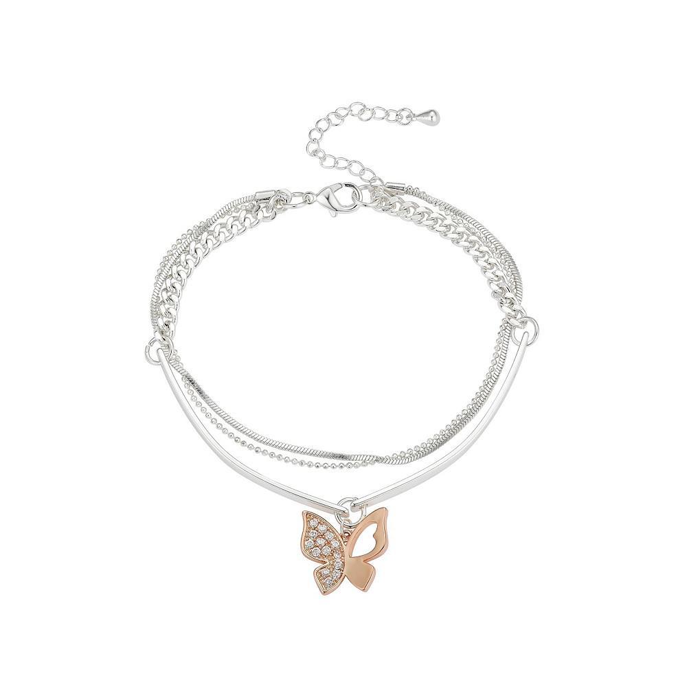 商品Unwritten|Rose Gold Two-Tone Crystal Butterfly Triple Strand Bracelet,价格¥102,第1张图片