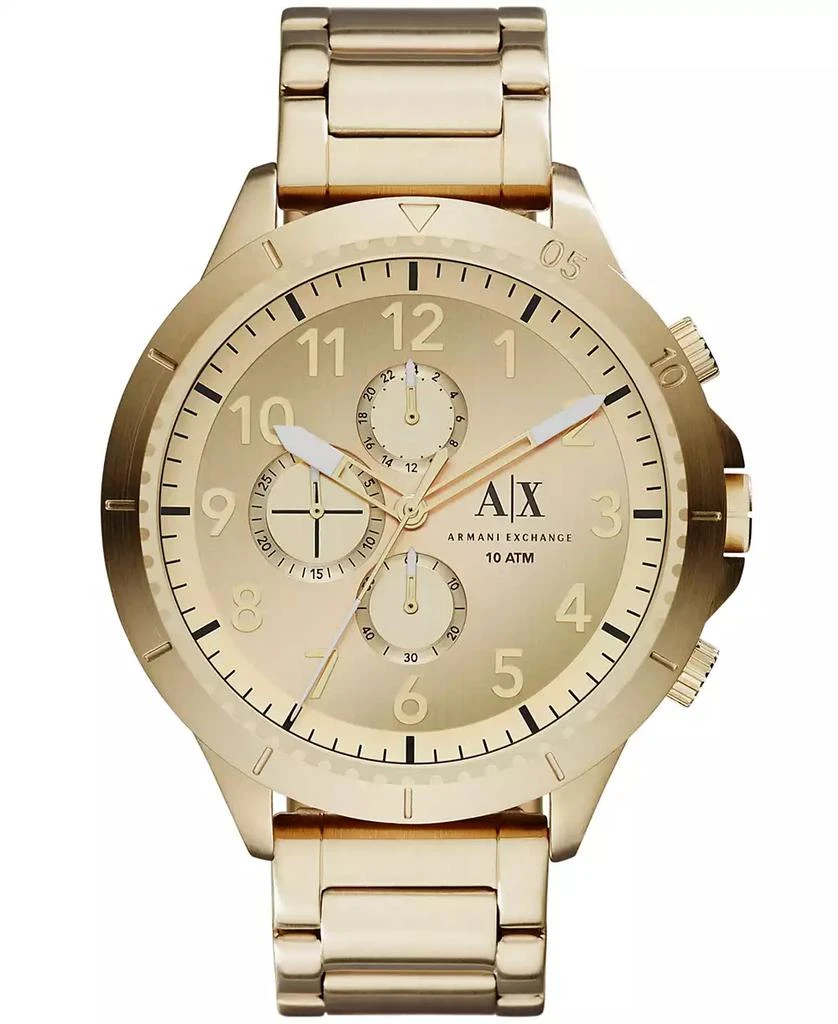 商品Armani Exchange|Men's Chronograph Gold Tone Stainless Steel Bracelet Watch 50mm,价格¥1931,第1张图片