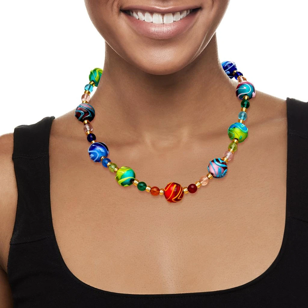 商品Ross-Simons|Ross-Simons Italian Multicolored Murano Glass Bead Necklace With 18kt Gold Over Sterling,价格¥1484,第2张图片详细描述