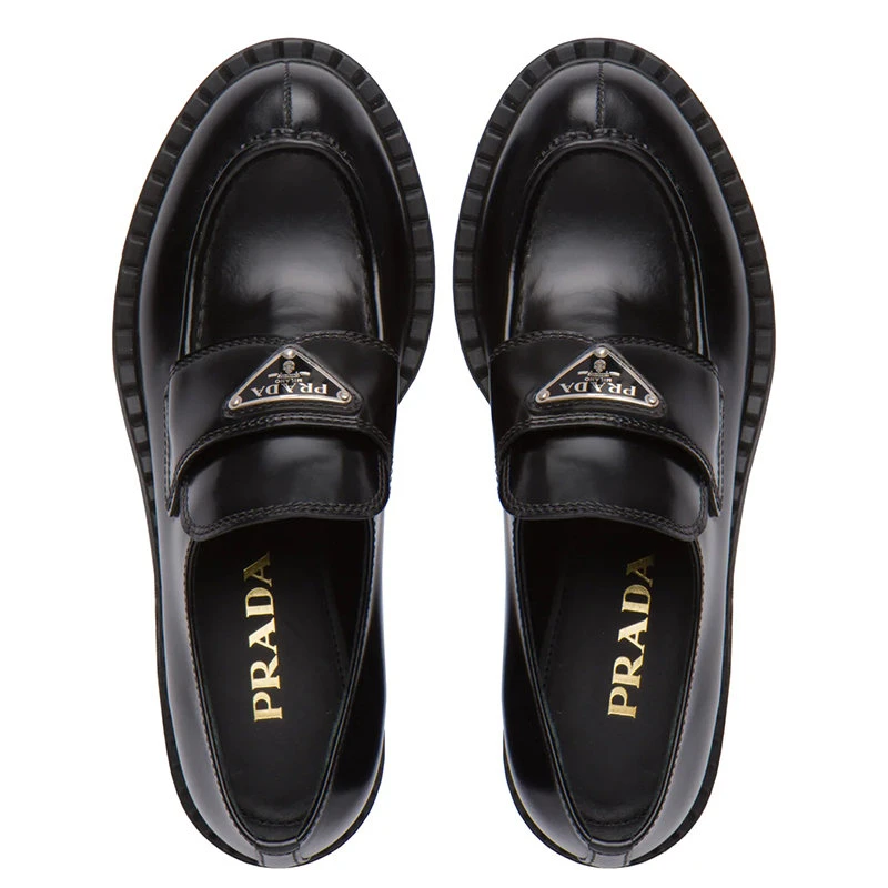 商品Prada|【预售3-7天】PRADA/普拉达 21年秋冬 女士黑色亮面皮革乐福鞋1D246M_ULS_F0002_F_B050,价格¥7397,第4张图片详细描述