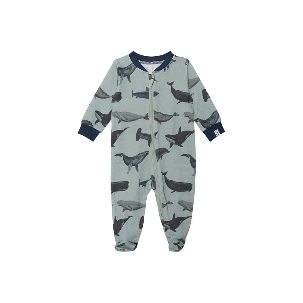 商品Deux par Deux|Baby Boy Organic Cotton One Piece Printed Pajama Blue Sharks & Whales - Infant,价格¥246,第1张图片