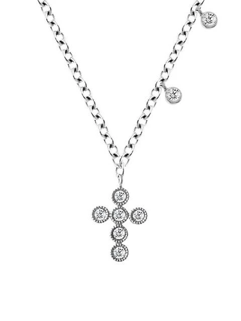 商品Meira T|14K White Gold & Diamond Cross Pendant Necklace,价格¥4747,第1张图片