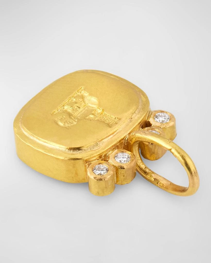 商品Elizabeth Locke|19K Yellow Gold Elephant Castle Pendant with 2mm Diamonds,价格¥22252,第5张图片详细描述