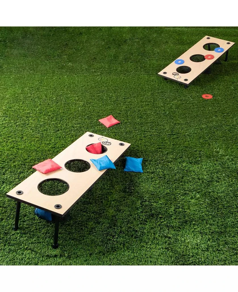 Hey Play 2-In-1 Washer Pitch And Beanbag Toss Set - Indoor Or Outdoor Wooden Classic Team Backyard And Tailgate Party Games For Kids And Adults 商品