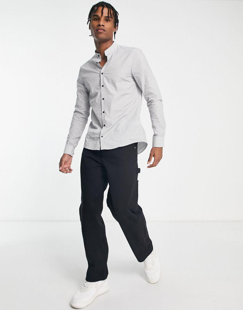 Calvin Klein slim stretch shirt in black商品第4张图片规格展示