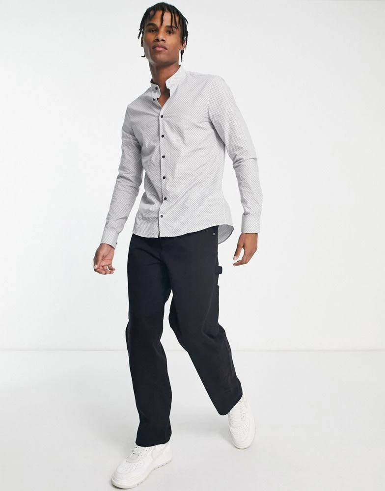 商品Calvin Klein|Calvin Klein slim stretch shirt in black,价格¥297,第4张图片详细描述