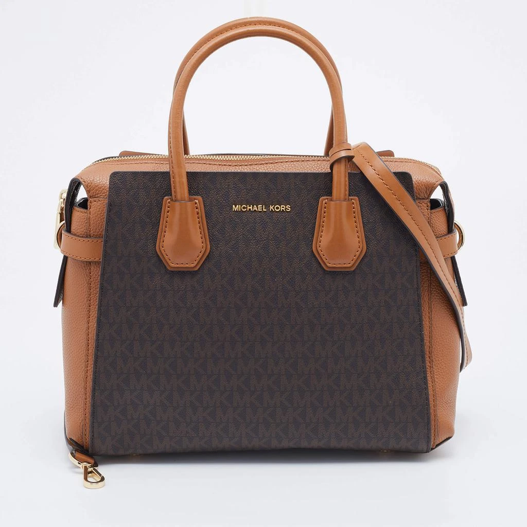 商品[二手商品] Michael Kors|Michael Kors Brown Signature Coated Canvas and Leather Belted Mercer Satchel,价格¥1303,第1张图片