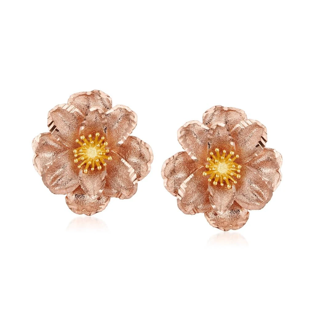 商品Ross-Simons|Italian 18kt 2-Tone Gold Flower Earrings,价格¥4464,第1张图片