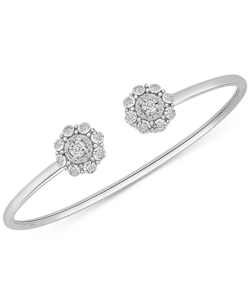 商品Wrapped|Diamond Cluster Cuff Bangle Bracelet (1/4 ct. t.w.) in Sterling Silver, Created for Macy's,价格¥1456,第1张图片