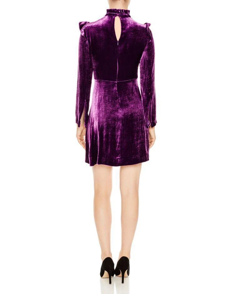 商品Sandro|Emily Ruffled Velvet Mini Dress,价格¥2127,第2张图片详细描述