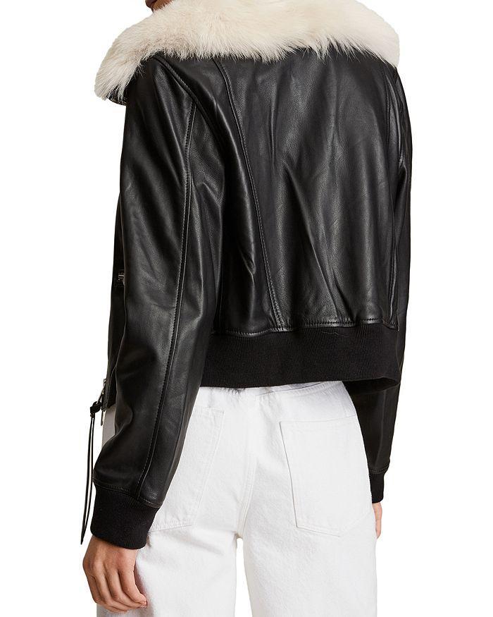 商品ALL SAINTS|Wisley Shearling Trim Leather Jacket,价格¥4008,第4张图片详细描述