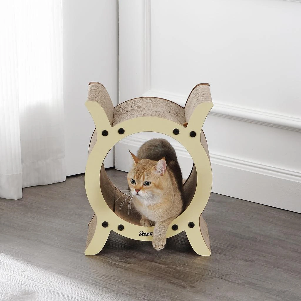 商品THE LICKER STORE|Nyan 16.5" Modern Cardboard Tunnel Cat Scratcher with Catnip, Almond,价格¥437,第2张图片详细描述