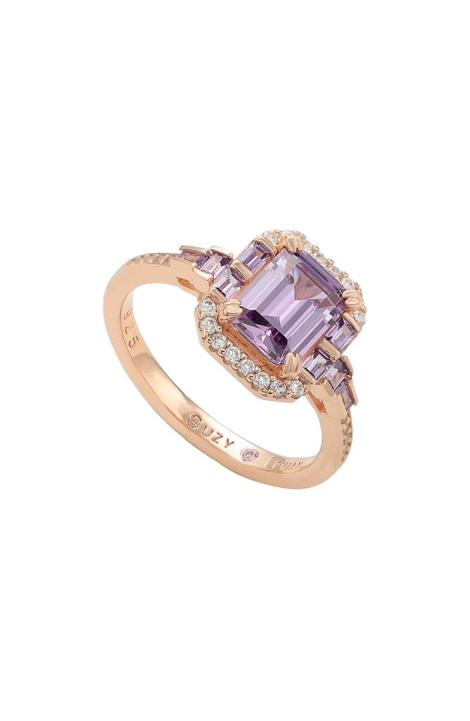 商品Suzy Levian|Rose Gold Plated Sterling Silver Emerald CZ Ring,价格¥1195,第1张图片