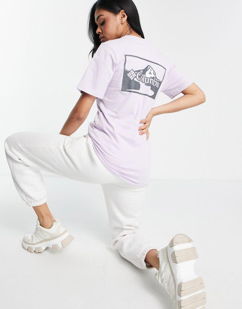 商品Columbia|Columbia Rapid Ridge back print t-shirt in lilac Exclusive at ASOS,价格¥221,第1张图片