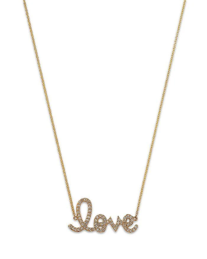 商品Sydney Evan|14K Yellow Gold Diamond Medium Love Script Pendant Necklace, 18",价格¥12176,第1张图片详细描述