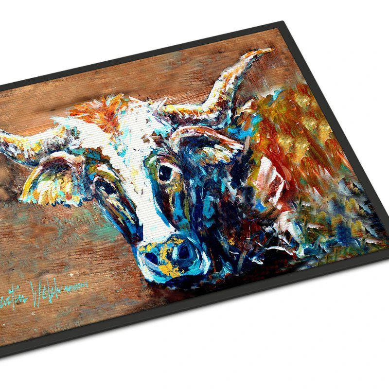 商品Caroline's Treasures|24 in x 36 in On the Loose Brown Cow Door Mat Indoor/Outdoor,价格¥310,第1张图片