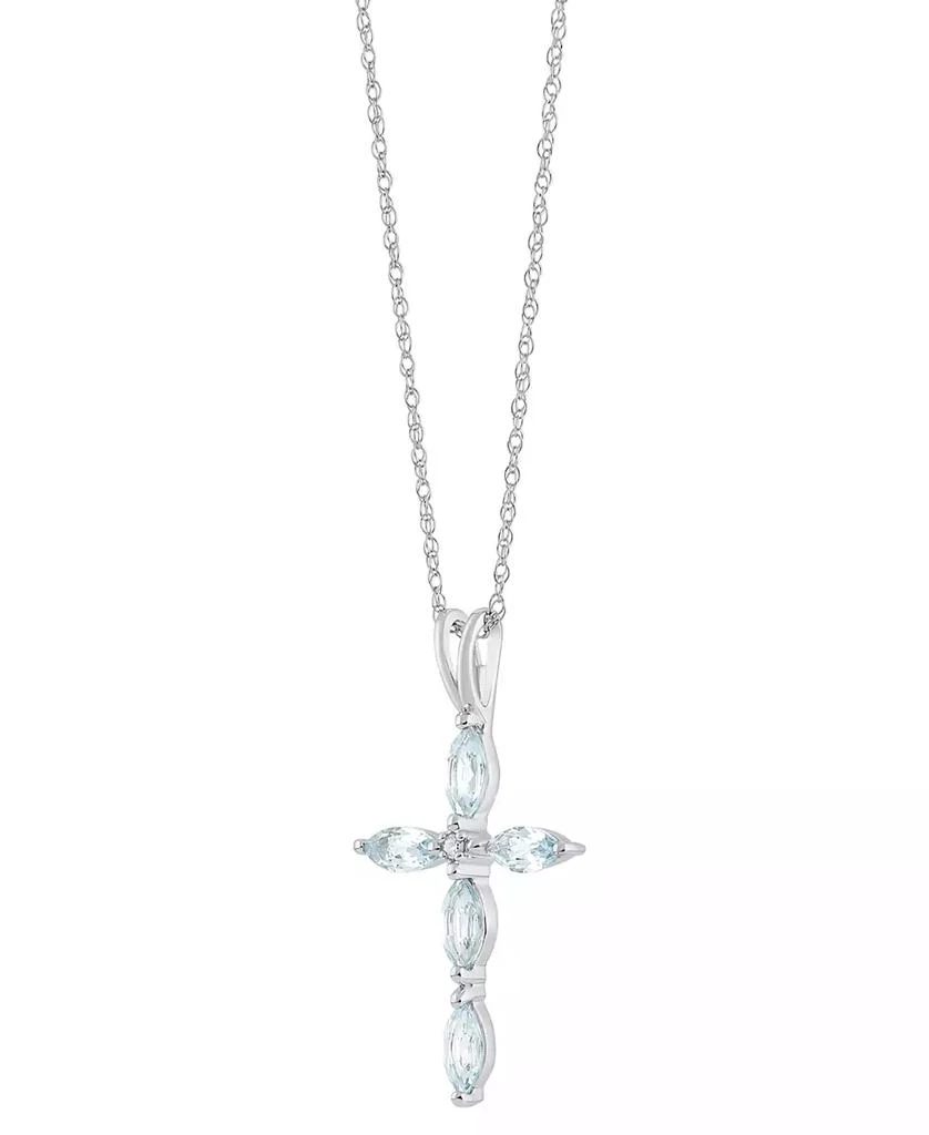 商品Macy's|Gemstone & Diamond Accent Cross 18" Pendant Necklace in 14k White Gold,价格¥2093,第3张图片详细描述