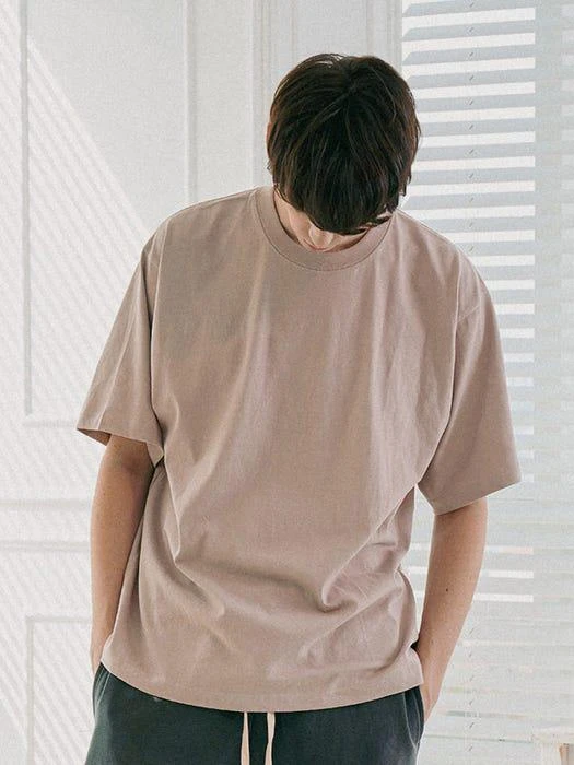 商品PAPERBOY|Basic Essential Chain Short Sleeve T Shirt Beige,价格¥407,第3张图片详细描述