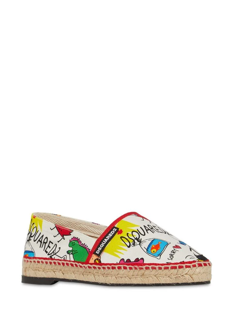 商品DSQUARED2|10mm Cartoon Printed Canvas Espadrilles,价格¥3142,第2张图片详细描述