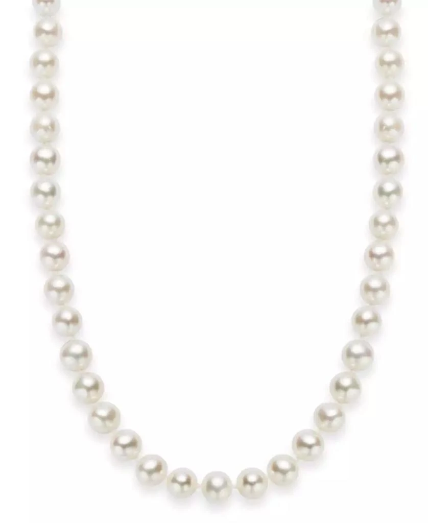 商品Macy's|18" Cultured Freshwater Pearl Strand Necklace in Sterling Silver 淡水珍珠项链(7-8mm),价格¥669,第1张图片