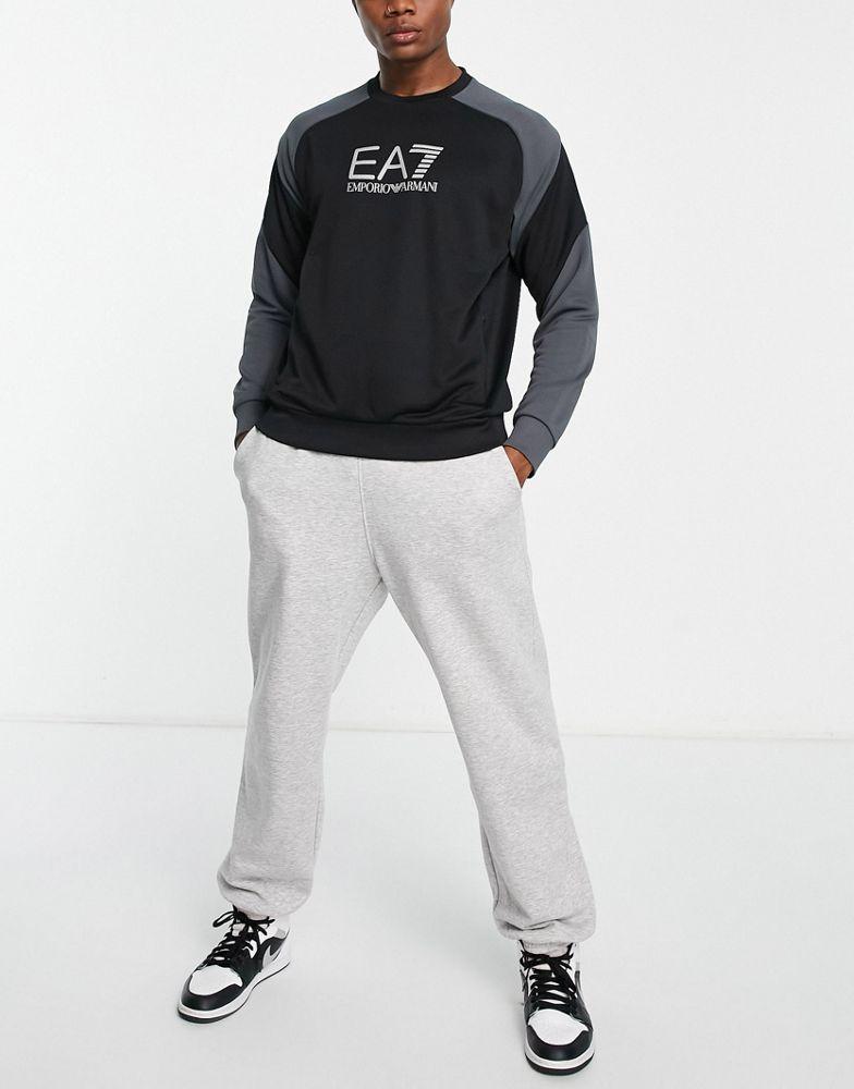 Armani EA7 colour block sweatshirt in black商品第3张图片规格展示