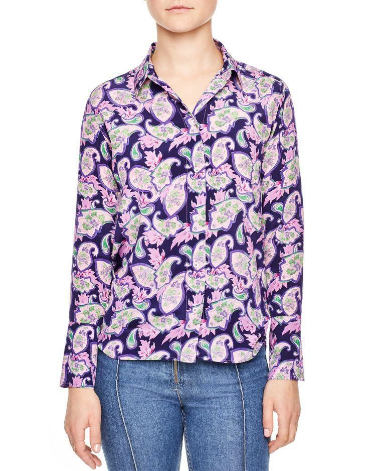商品Sandro|Meg Paisley Print Silk Shirt,价格¥1463,第1张图片