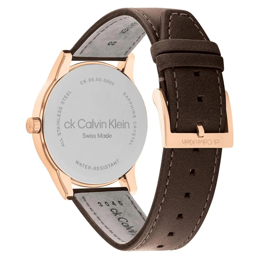 商品Calvin Klein|Men's Swiss Dressed Brown Leather Strap Watch 40mm,价格¥1465,第3张图片详细描述
