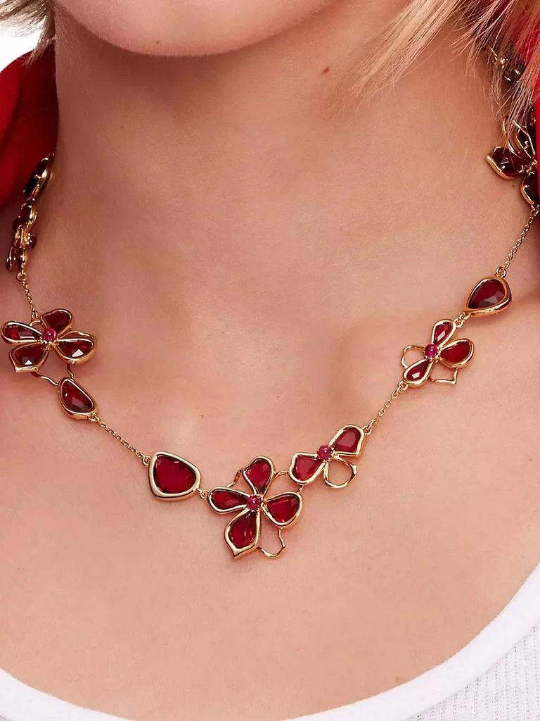 商品Kate Spade|Floral Shimmer Goldtone, Glass & Cubic Zirconia Station Necklace,价格¥880,第2张图片详细描述