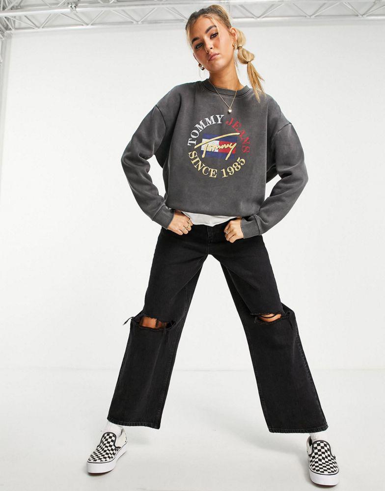 Tommy Jeans logo sweatshirt in wash black商品第3张图片规格展示