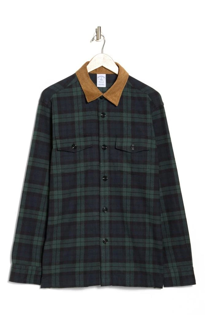 商品Brooks Brothers|Plaid Corduroy Collar Twill Shirt Jacket,价格¥751,第3张图片详细描述