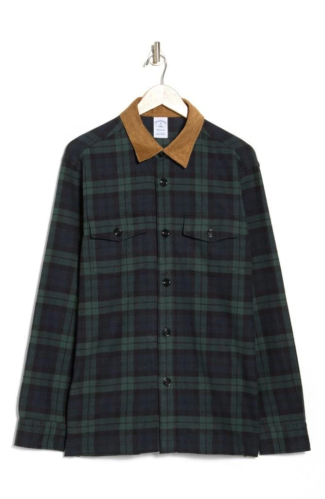 商品Brooks Brothers|Plaid Corduroy Collar Twill Shirt Jacket,价格¥570,第3张图片详细描述