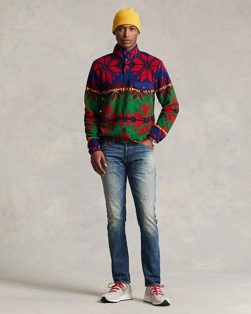 Fleece Geo-Print Half-Snap Mock Neck Sweatshirt商品第2张图片规格展示