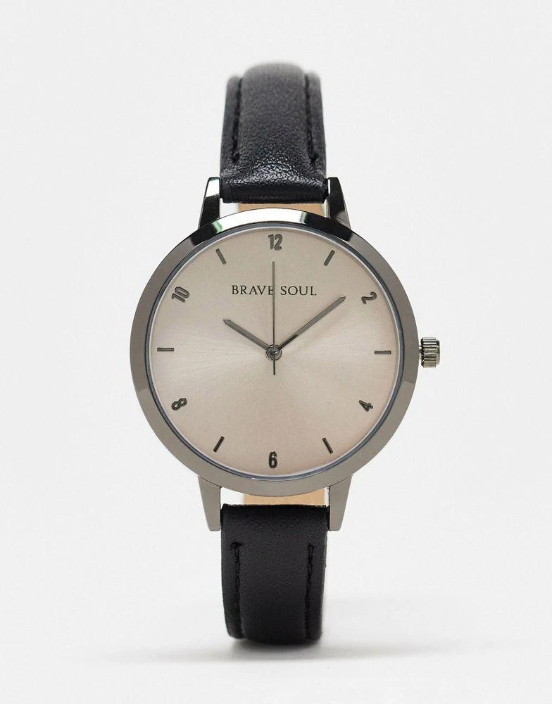 商品Brave Soul|Brave Soul slimline strap watch in black,价格¥190,第1张图片