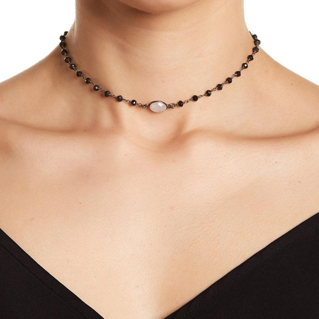 商品ADORNIA|Adornia  3mm Black Spinel Choker Necklace Moonstone silver,价格¥161,第1张图片