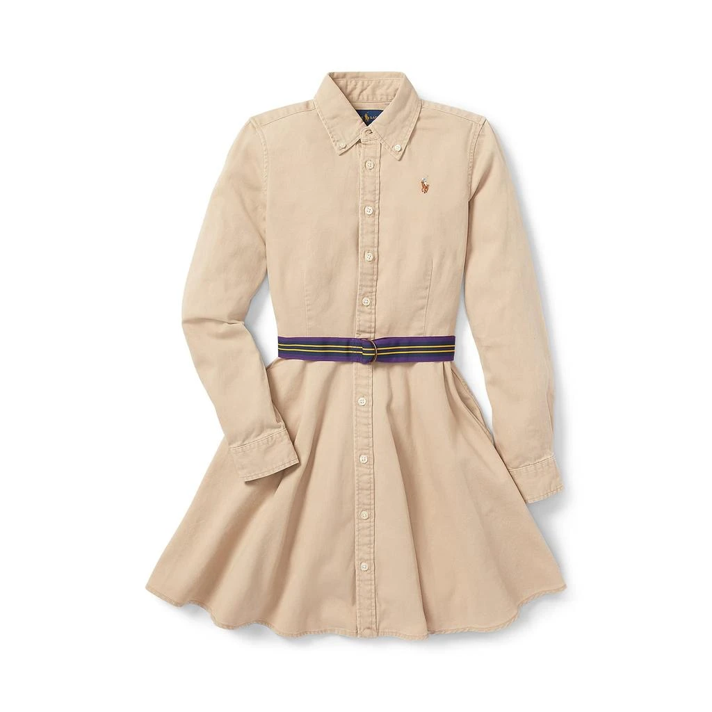 商品Ralph Lauren|Belted Cotton Chino Shirtdress (Big Kids),价格¥514,第1张图片