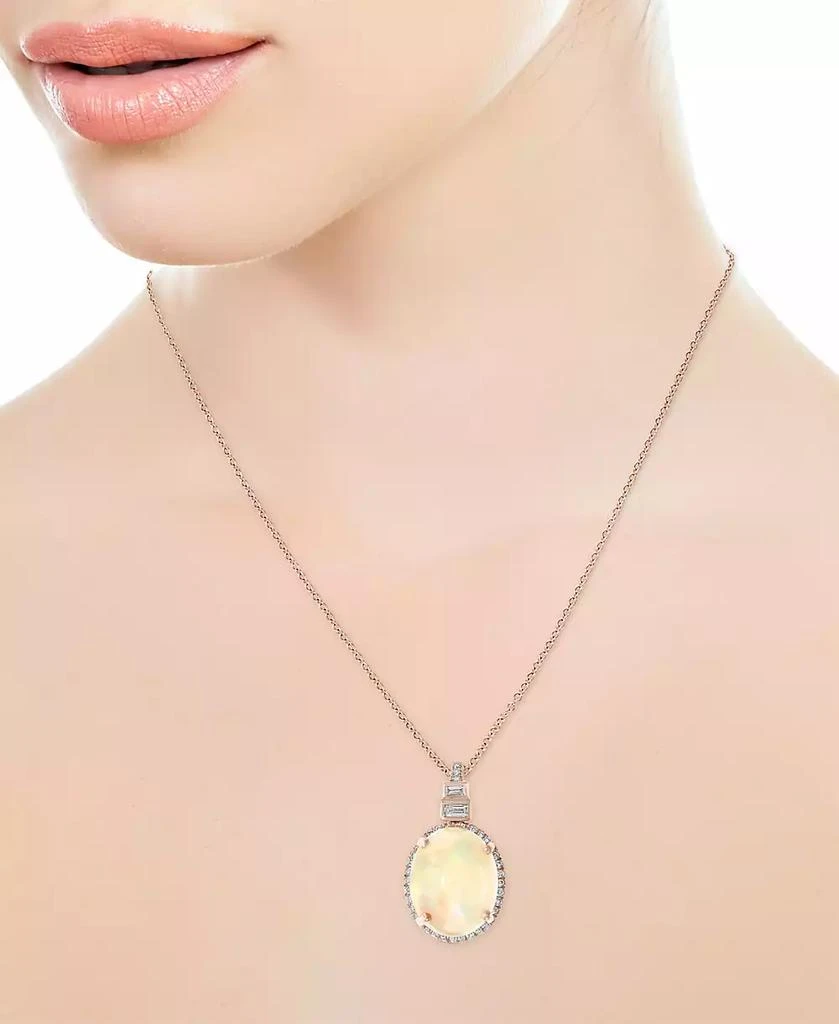 商品Effy|EFFY® Opal (3-1/6 ct. t.w.) & Diamond (1/6 ct. t.w.) 18" Pendant Necklace in 14k Rose Gold,价格¥5235,第2张图片详细描述