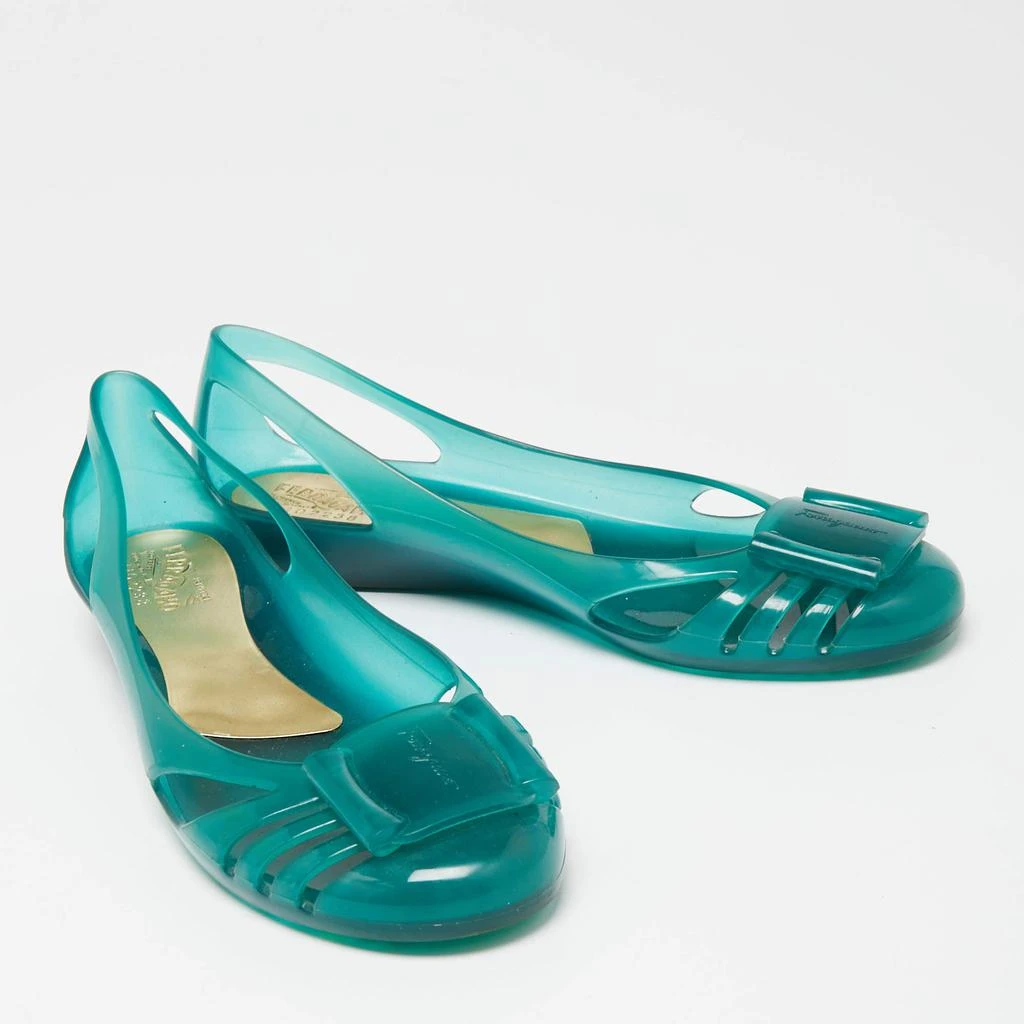 商品[二手商品] Salvatore Ferragamo|Salvatore Ferragamo Green Rubber Ballet Flats Size 37.5,价格¥813,第4张图片详细描述