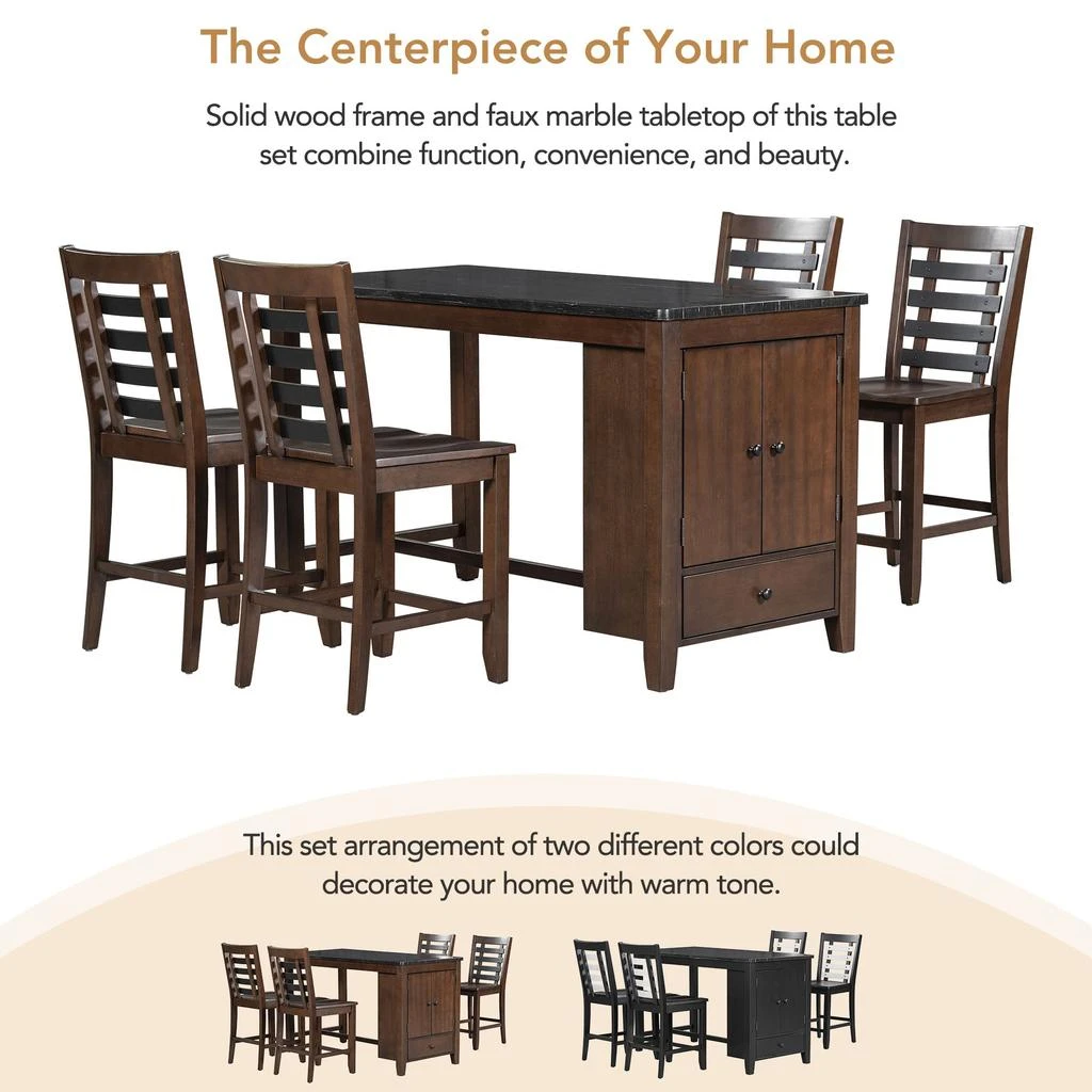 商品Simplie Fun|Counter Height 5-piece Dining Table Set,价格¥7966,第4张图片详细描述