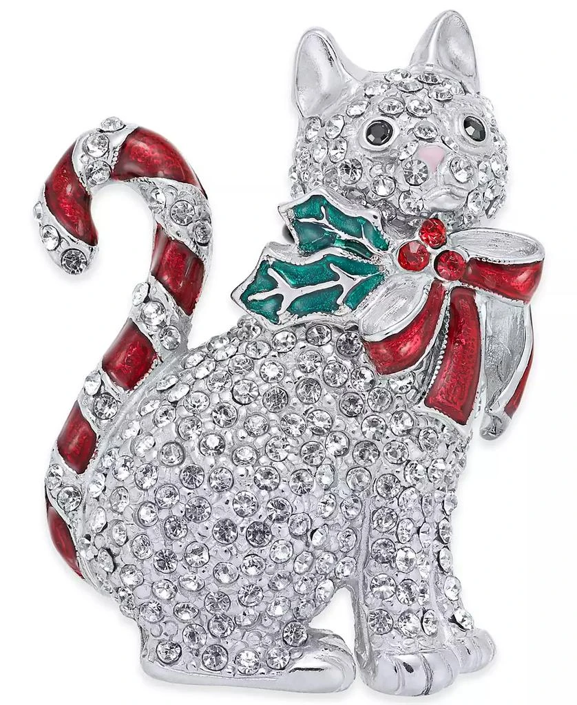 商品Charter Club|Silver-Tone Pavé Candy Cat Pin, Created for Macy's,价格¥75,第1张图片