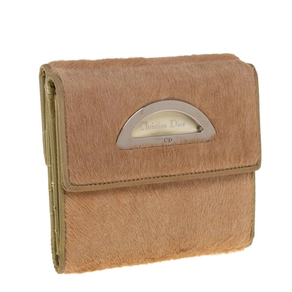 商品[二手商品] Dior|Dior Beige/Cream Calf Hair and Patent Leather Trifold Wallet,价格¥1060,第5张图片详细描述