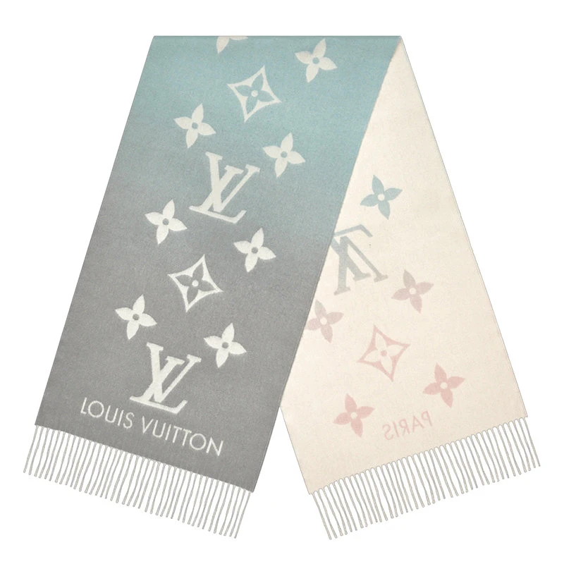 商品Louis Vuitton|路易威登 21年秋冬 REYKJAVIK GRADIENT系列 女士渐变色羊绒花朵和字母印花围巾M70868,价格¥7181,第1张图片