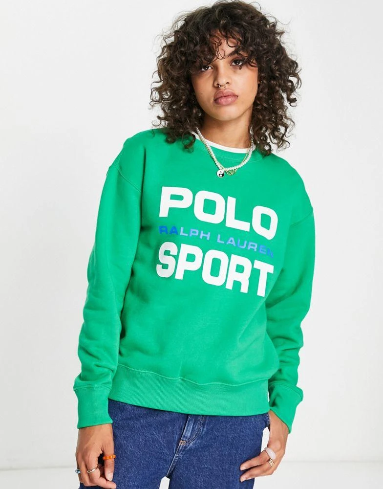 商品Ralph Lauren|Polo Sport Ralph Lauren long sleeve logo sweatshirt in green,价格¥861,第3张图片详细描述