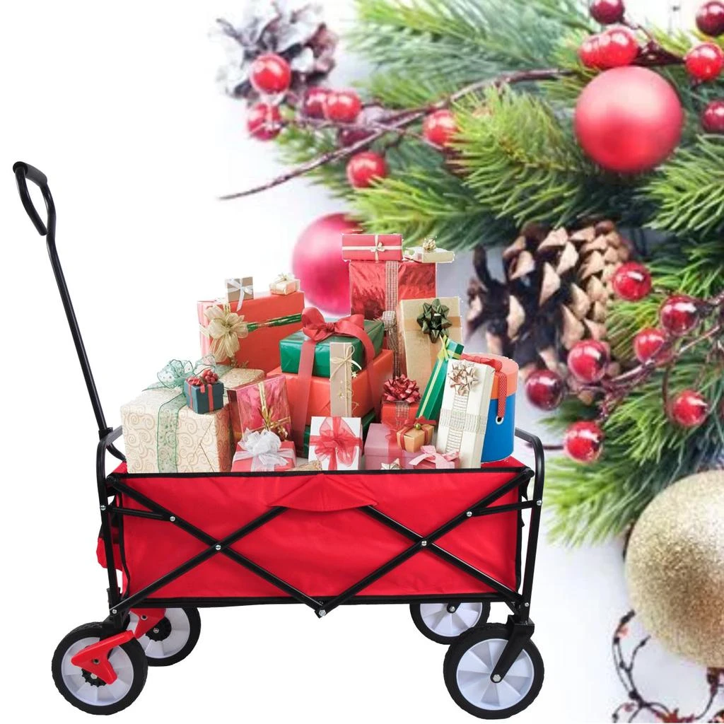 商品Simplie Fun|Folding Wagon Garden Shopping Beach Cart (Red),价格¥1011,第1张图片
