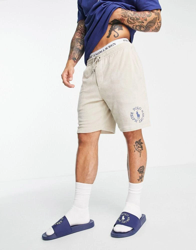 商品Ralph Lauren|Polo Ralph Lauren x ASOS exclusive collab terry towelling shorts in stone with small circle logo,价格¥854,第4张图片详细描述