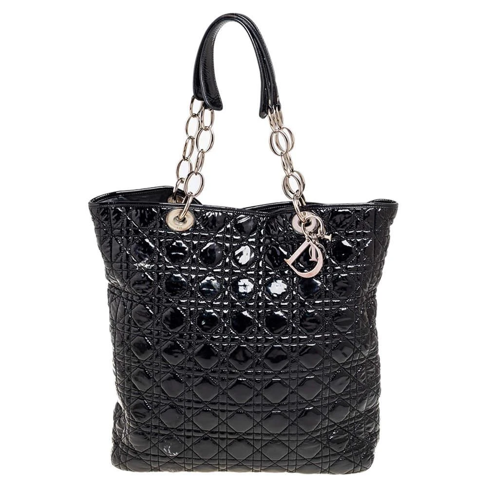 商品[二手商品] Dior|Dior Black Cannage Patent Leather Chain Tote,价格¥8615,第1张图片