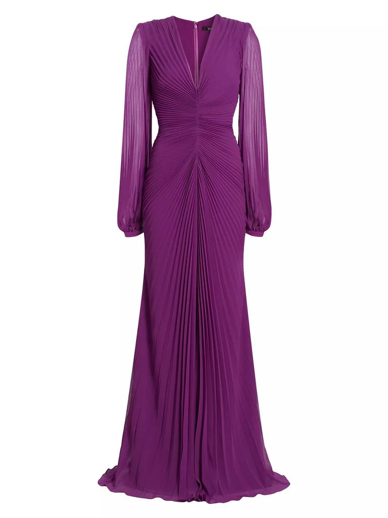 商品Badgley Mischka|Pleated V-Neck Gown,价格¥5961,第1张图片