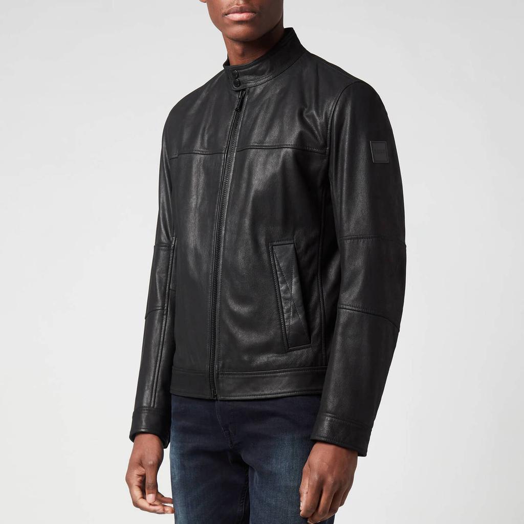 商品Hugo Boss|BOSS Orange Men's Leather Jacket - Black,价格¥2304,第1张图片